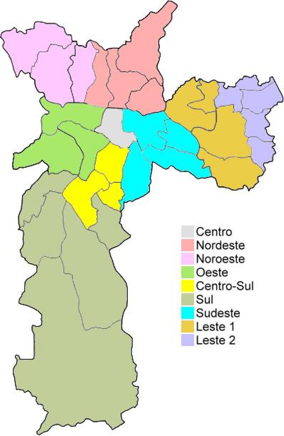 Peta administrasi wilayah di São Paulo