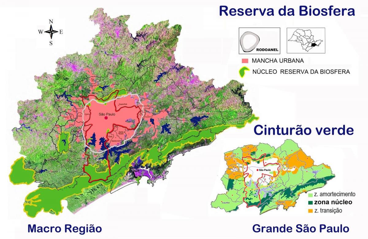 Peta biosfer reserve tali pinggang hijau São Paulo