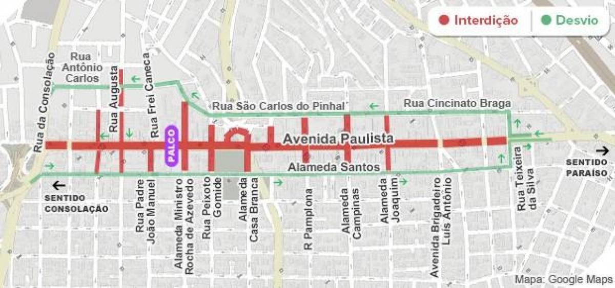 Peta Paulista avenue São Paulo