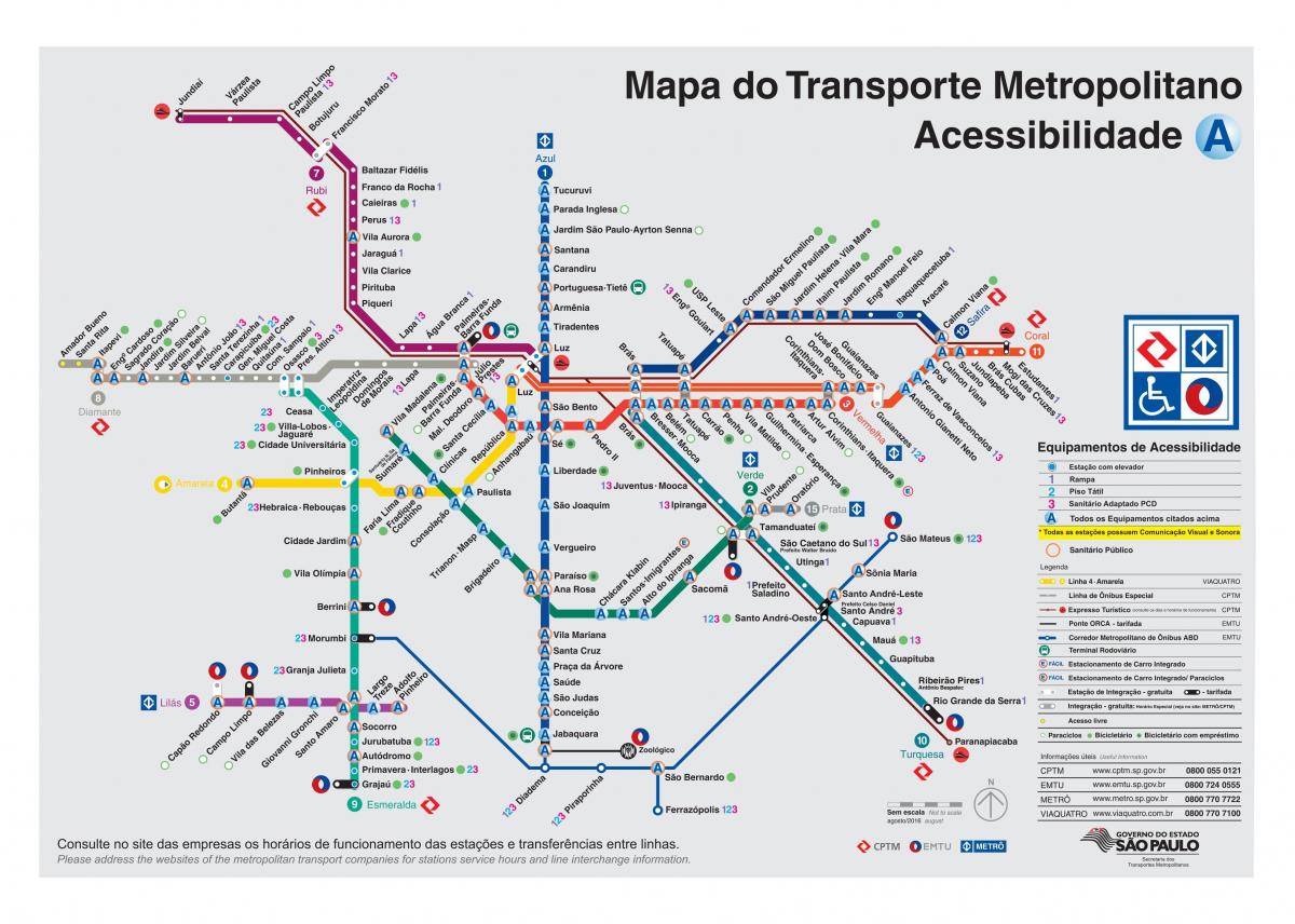 Peta pengangkutan Sao Paulo - dilumpuhkan Akses