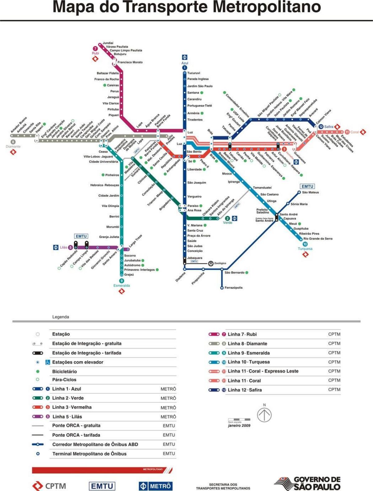 Peta São Paulo CPTM pengangkutan