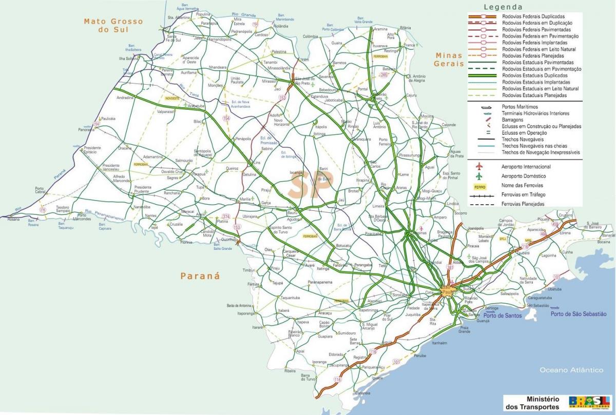 Peta São Paulo lebuh raya