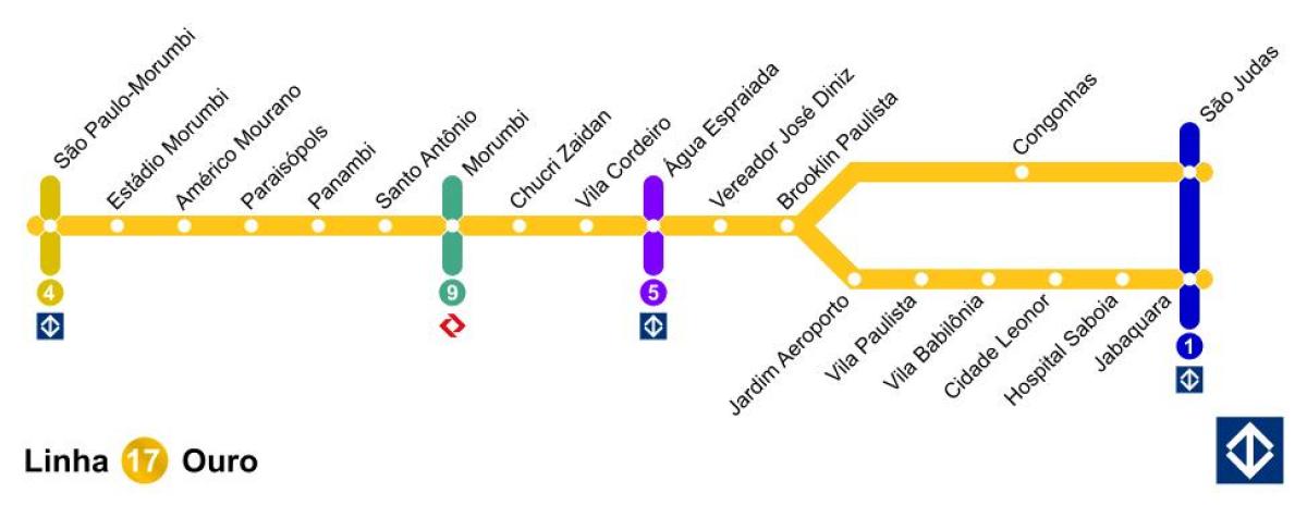 Peta São Paulo monorel - Line 17 - Emas