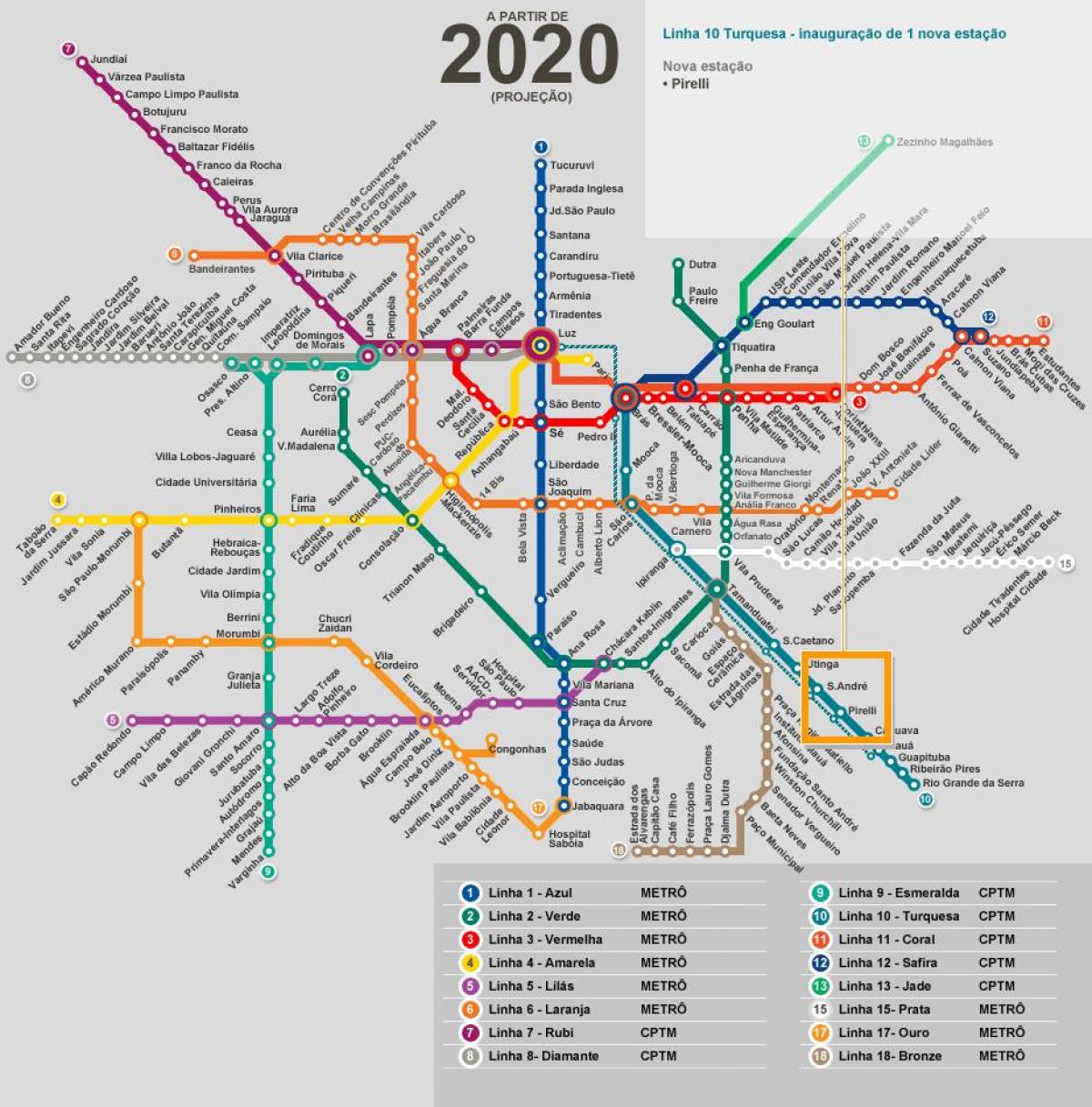 Peta São Paulo rangkaian metro