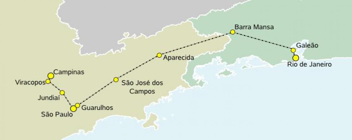 Peta kereta api kelajuan tinggi São Paulo