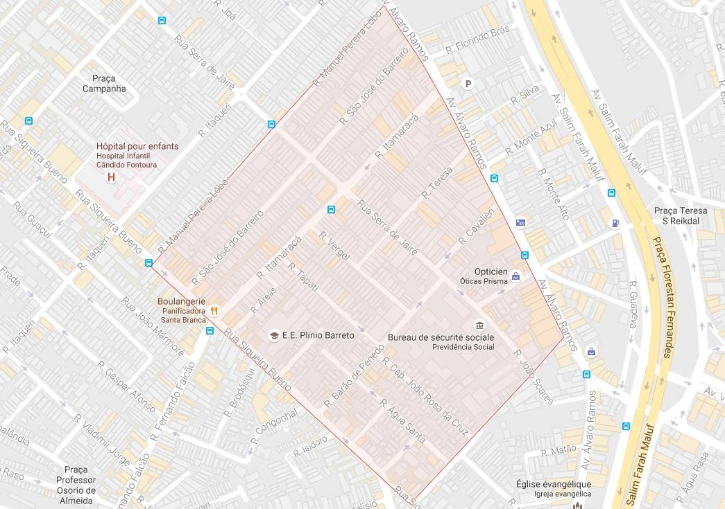 Peta Água Rasa São Paulo