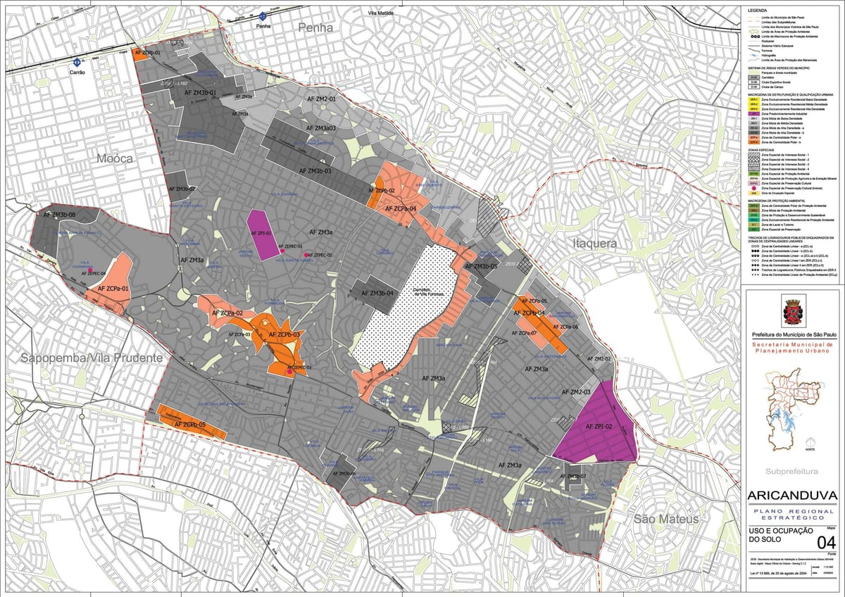 Peta Aricanduva-Vila Formosa São Paulo - Pekerjaan tanah