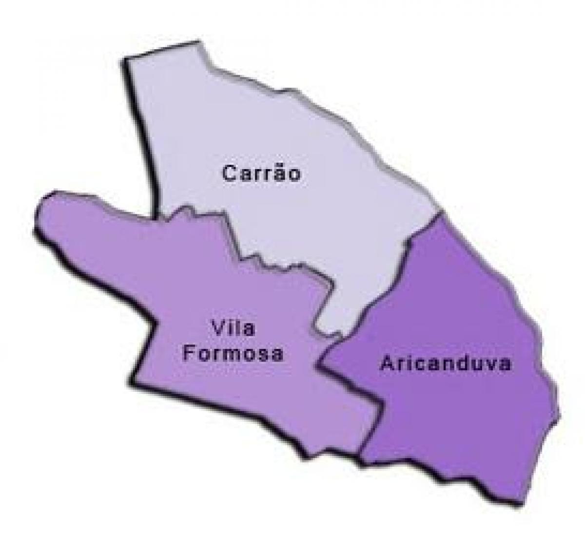 Peta Aricanduva-Vila Formosa sub-prefecture