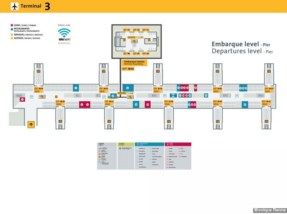 Gru Terminal 3 Map Bandara Internasional São Paulo-Guarulhos - Terminal 3 Peta - Peta  International Airport São Paulo-Guarulhos - Terminal 3 (Brazil)