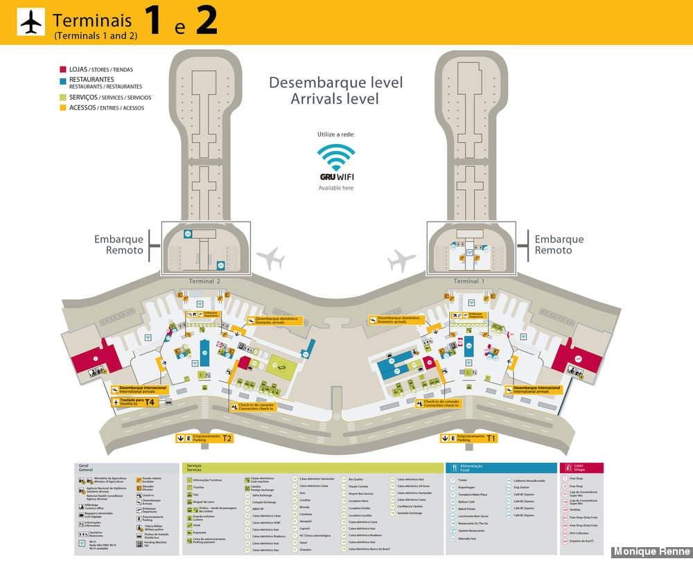 Peta international airport São Paulo-Guarulhos - Terminal 1 dan 2