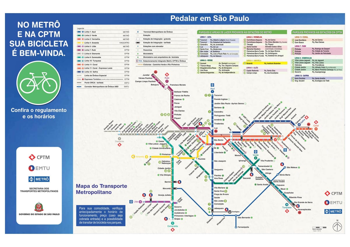 Peta bersepeda panduan São Paulo