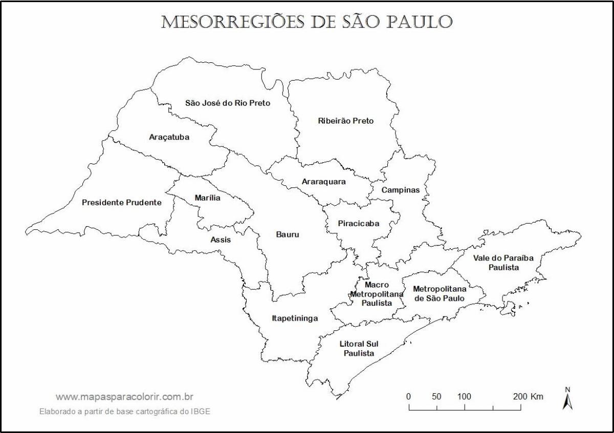 Peta São Paulo perawan - nama-nama kawasan