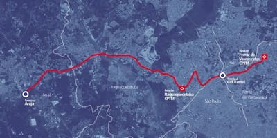 Peta corredor SAHAJA metropolitano Perimetral Alto Tietê