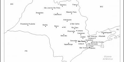 Peta São Paulo perawan - kota-kota utama