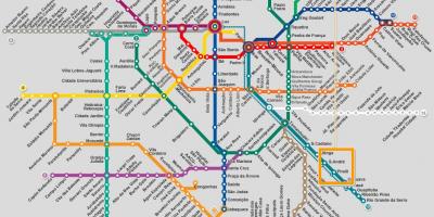 Peta São Paulo rangkaian metro