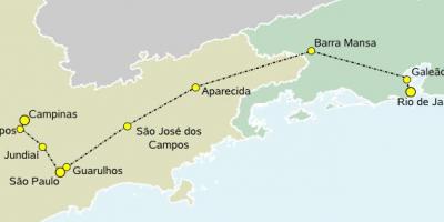 Peta kereta api kelajuan tinggi São Paulo